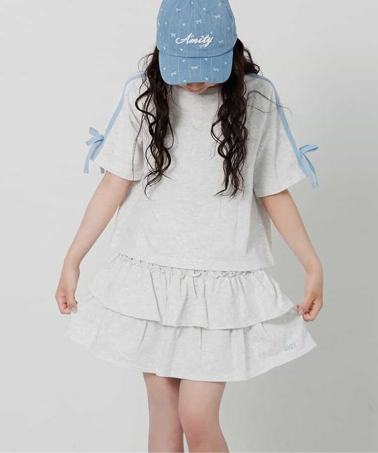 ラメミニ裏毛Tシャツ＆スカパンセット