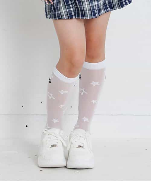 星総柄シアーハイソックス