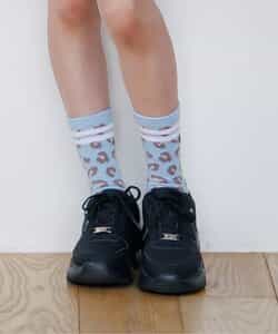 ライン入り総柄クルーソックス_945767