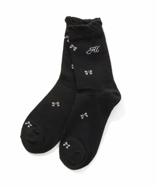 りぼん総柄クルーソックス