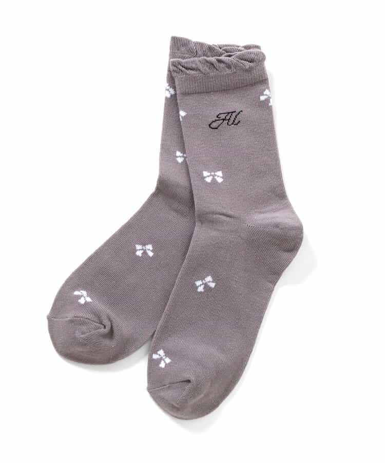 りぼん総柄クルーソックス