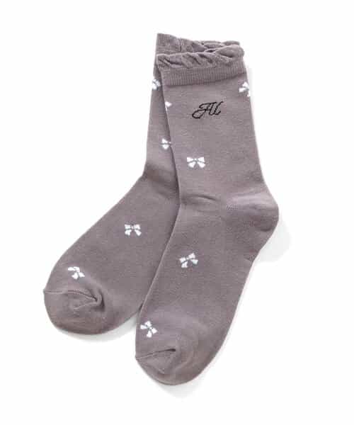 りぼん総柄クルーソックス