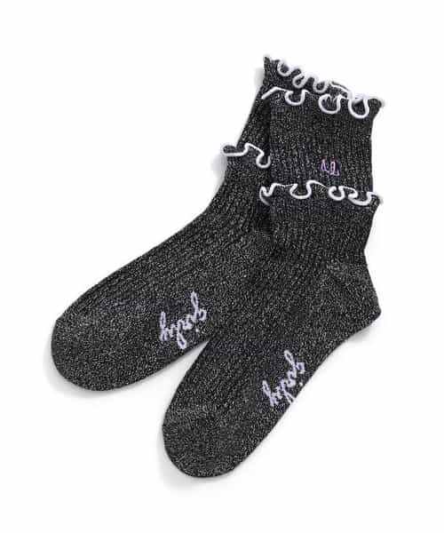 ラメメロークルーソックス