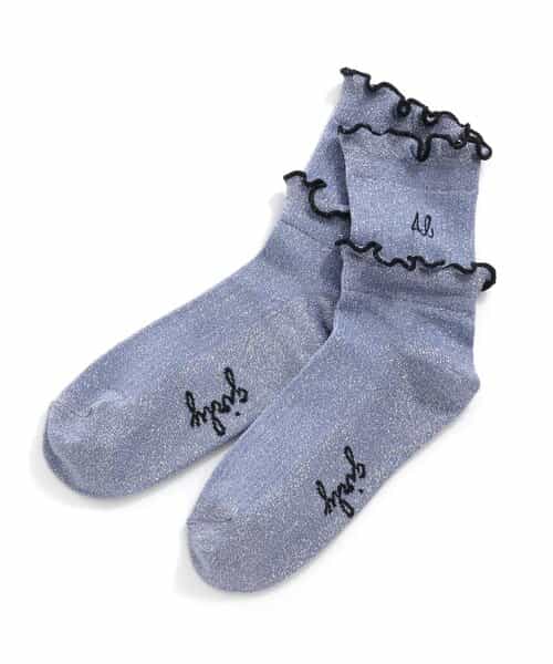 ラメメロークルーソックス