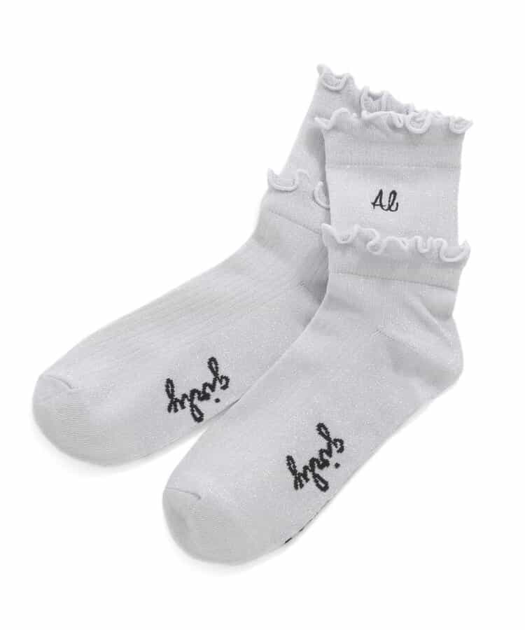 ラメメロークルーソックス