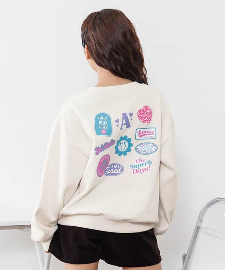 裏起毛バックワッペントレーナー