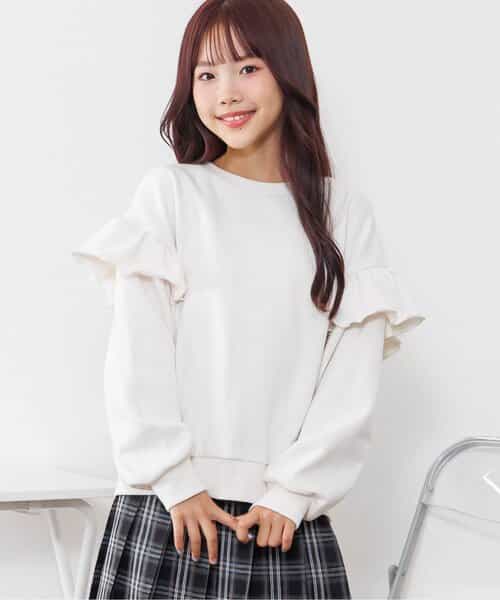 裏起毛肩フリルトレーナー