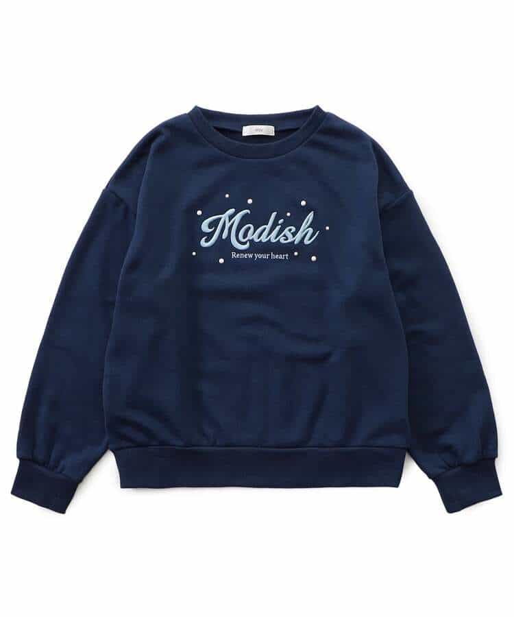パール付き刺繍トレーナー