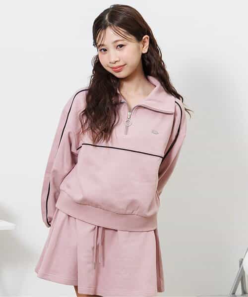 裏毛ハーフジップトップス