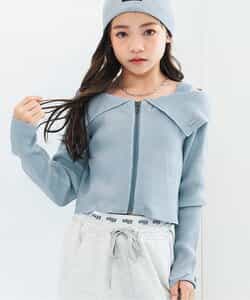 ピグメントライクオフショルリブニットトップス