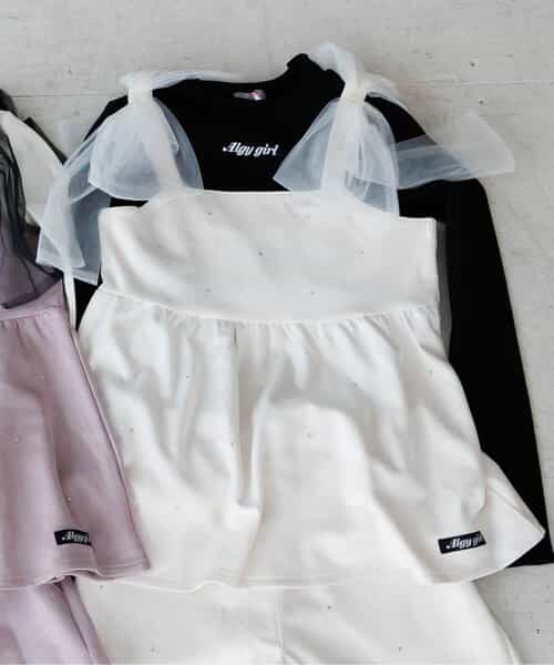 ★SALE★【セットアップ可】キラキラキャミ＆リブロンTセット