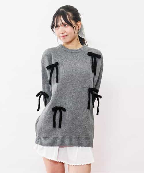 ニットりぼんミニワンピ