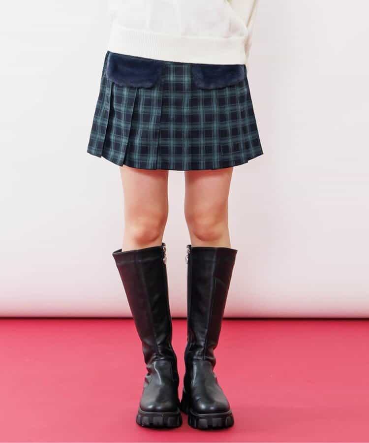 エコファーフラッププリーツスカート
