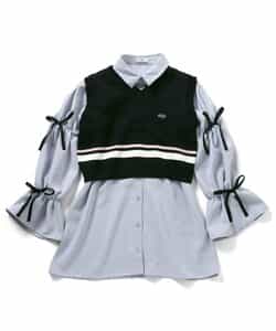 ニットベスト＆りぼんミニワンピセット