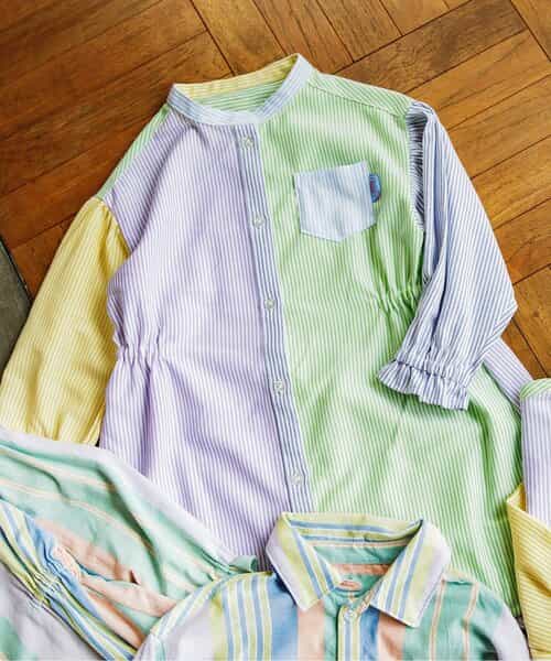 ★SALE★SPRING カラーストライプシャツワンピ