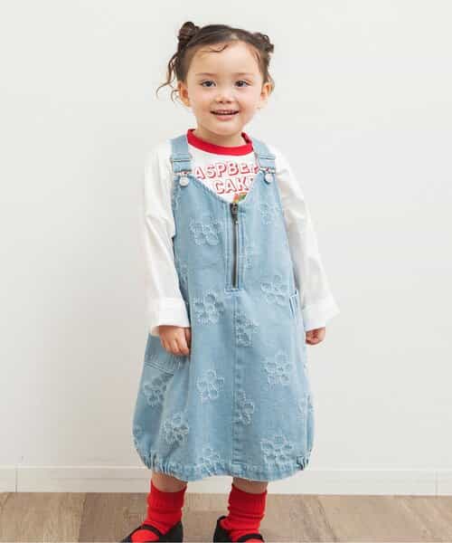 ☆1/8(木)21時～3点10％OFF☆フラワーデニムジャンスカ