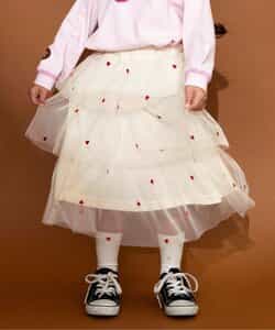 ★タイムセール★ハート総柄刺繍チュールスカート