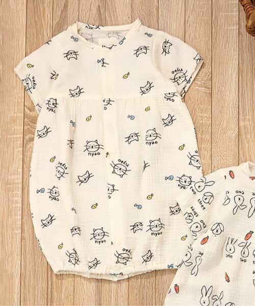 ねこ・うさぎガーゼ2WAYオール