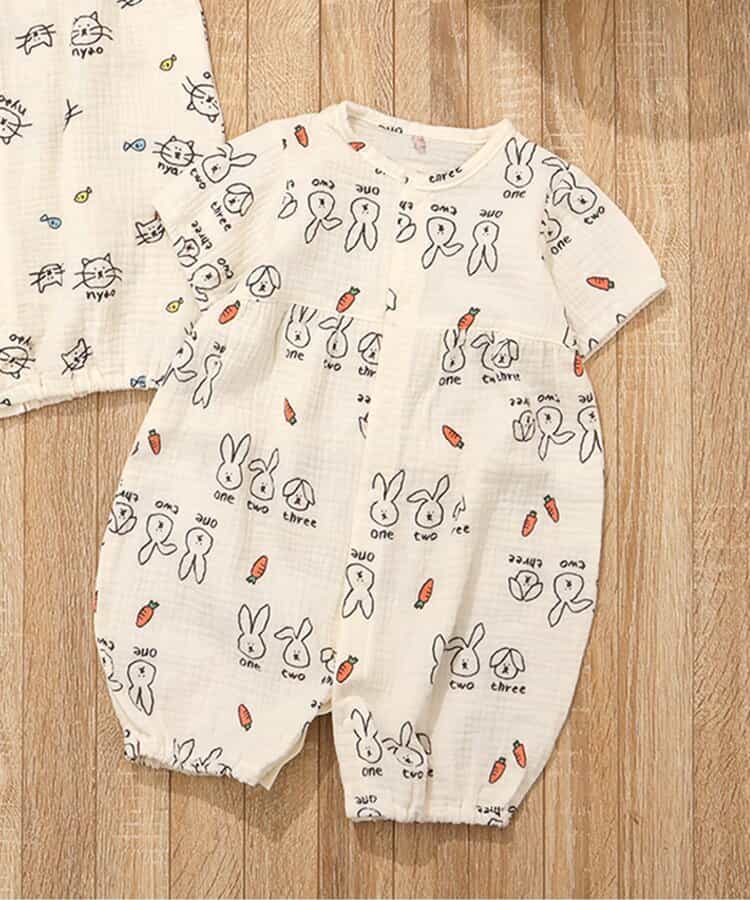 ねこ・うさぎガーゼ2WAYオール