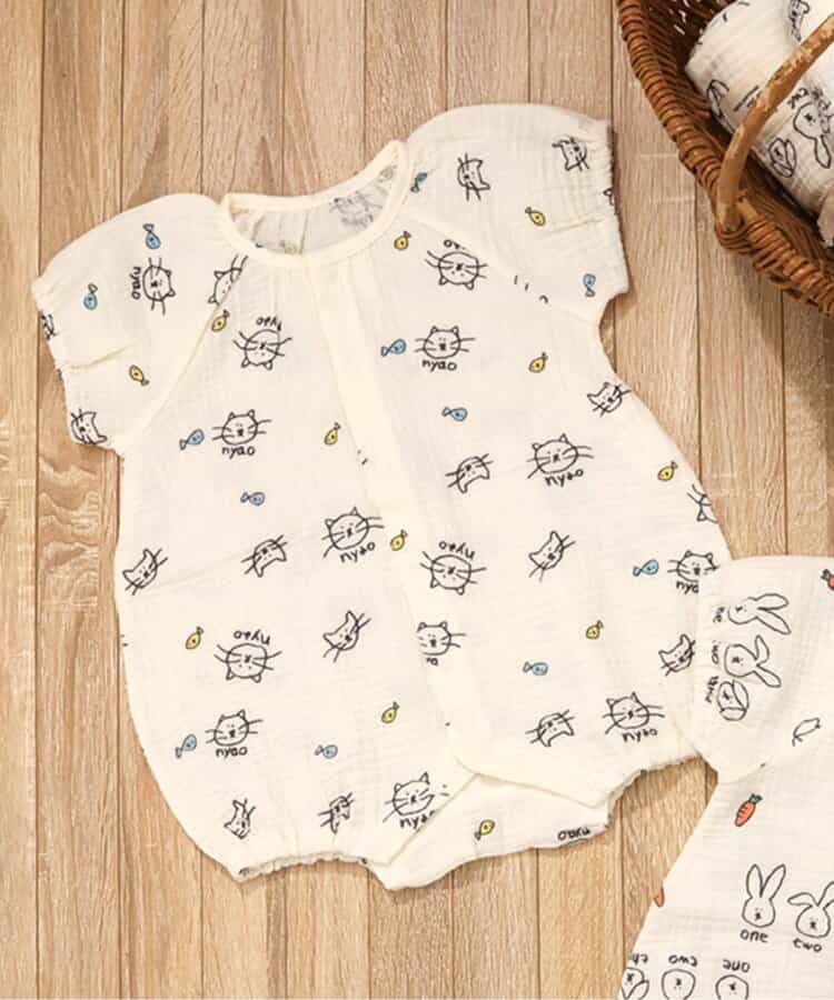 ねこ・うさぎガーゼロンパス