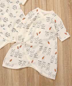 ねこ・うさぎガーゼコンビ肌着