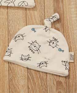 ねこ・うさぎガーゼ結び帽子