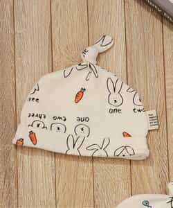 ねこ・うさぎガーゼ結び帽子