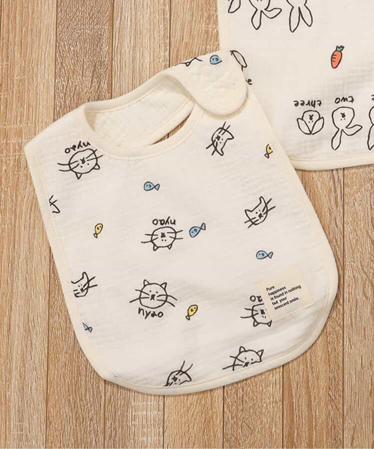 ねこ・うさぎ大判ガーゼスタイ