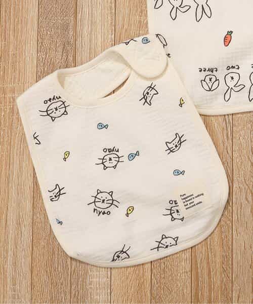 ねこ・うさぎ大判ガーゼスタイ