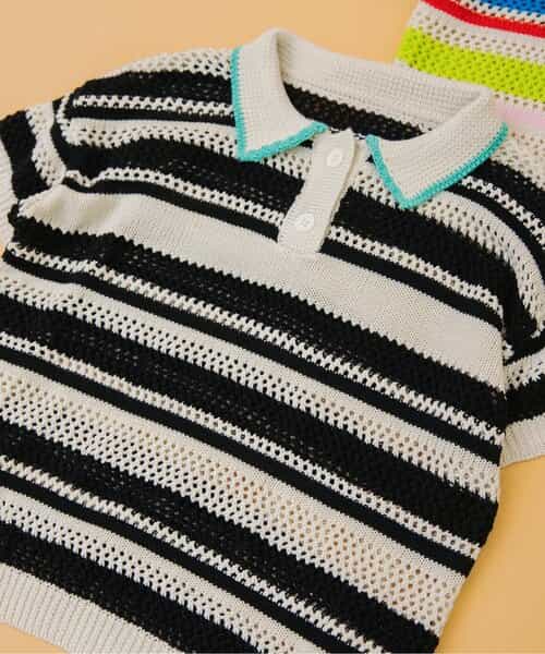 I'm Jelly ボーダーニットポロ_マシンウォッシャブル