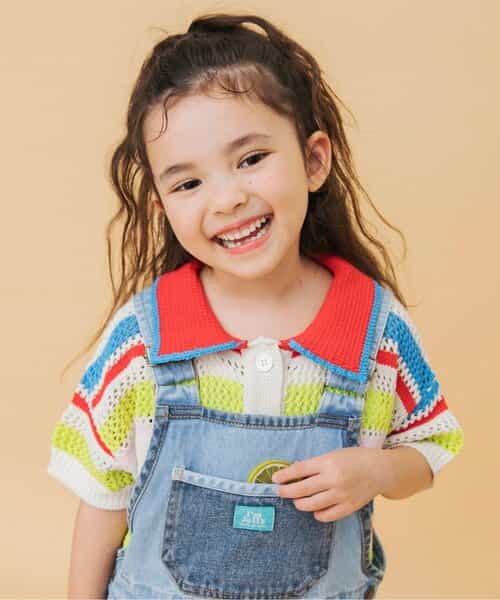 I'm Jelly ボーダーニットポロ_マシンウォッシャブル