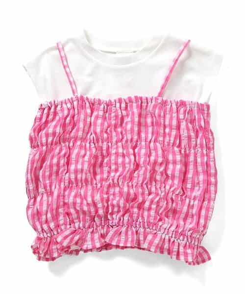 シャーリングギンガムチェック2Pトップス