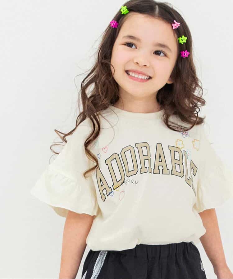 刺繍フリルTシャツ