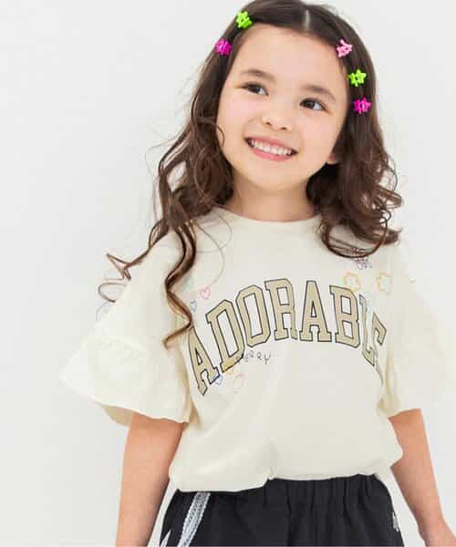 刺繍フリルTシャツ