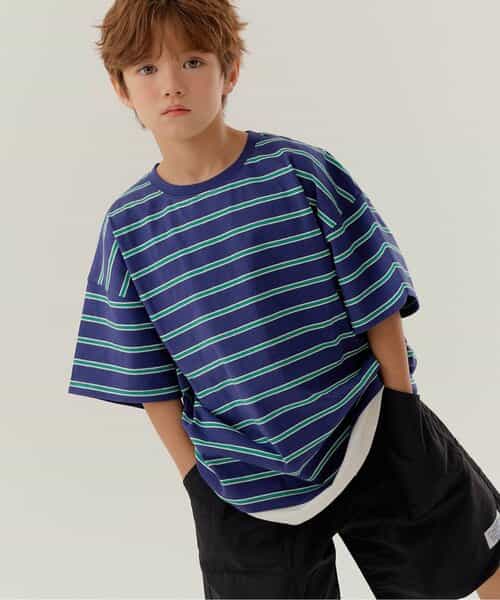 WEB限定  KUDOZ.B レイヤード先染めボーダーTシャツ