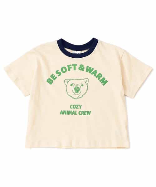 WEB限定  リンガー配色アニマルカレッジTシャツ