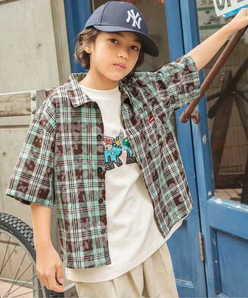 B NEWJACK ケミカルプリントチェックシャツ