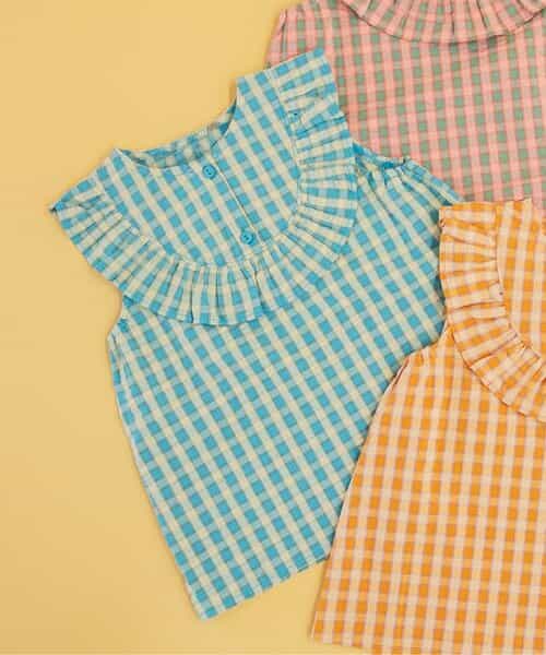 ★SALE★WEB限定 チェックフリルチュニック