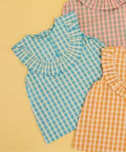 ★SALE★WEB限定 チェックフリルチュニック
