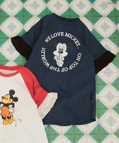WALT DISNEY WORLD ミニープリント　Tシャツワンピース 90s DIA CLUB DISNEY MICKEY&MINNIE USA製 プリント
