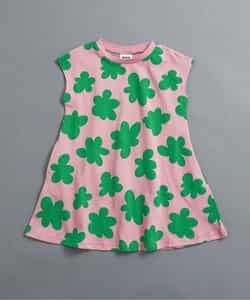 WEB限定  レトロ総柄フレアワンピース