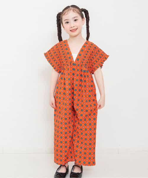 シャーリングオーバーオール  10分丈