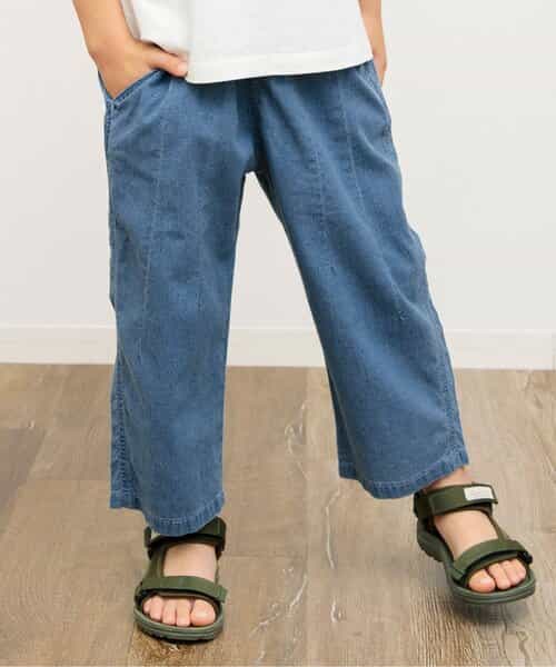 ★SALE★インディゴサッカーリラックスロングパンツ  9分丈