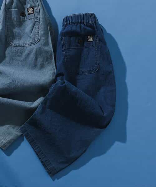 ★SALE★インディゴサッカーリラックスロングパンツ  9分丈