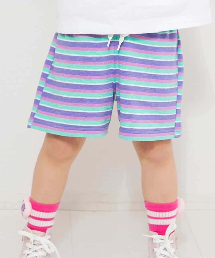ボーダー＆ストライプハーフパンツ  4分丈