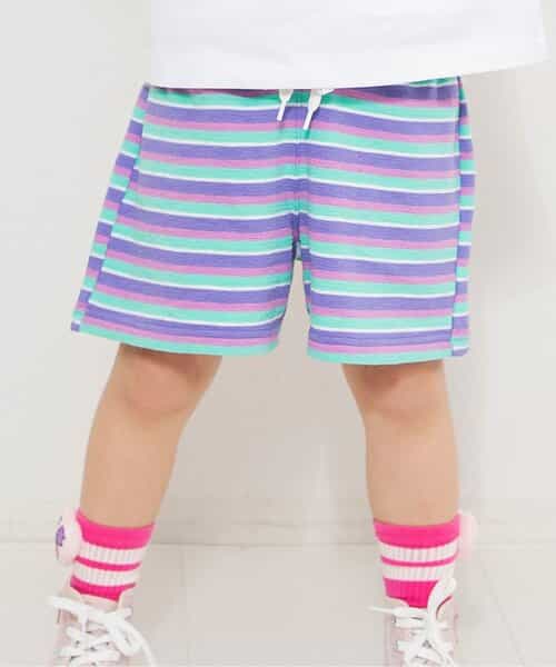 ボーダー＆ストライプハーフパンツ  4分丈