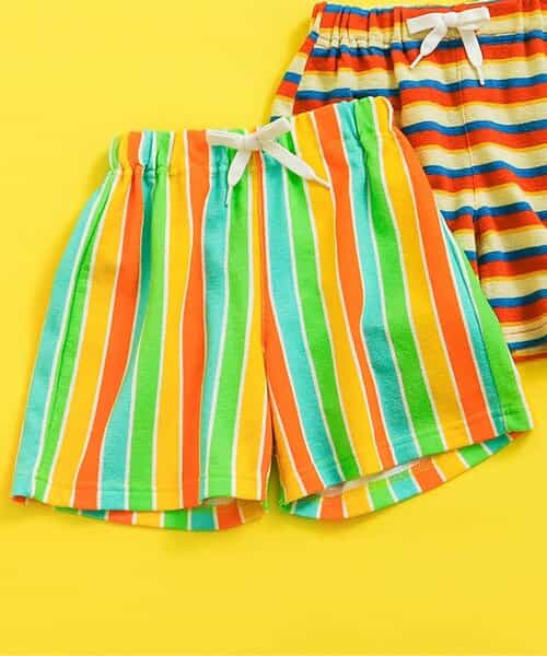 ボーダー＆ストライプハーフパンツ  4分丈