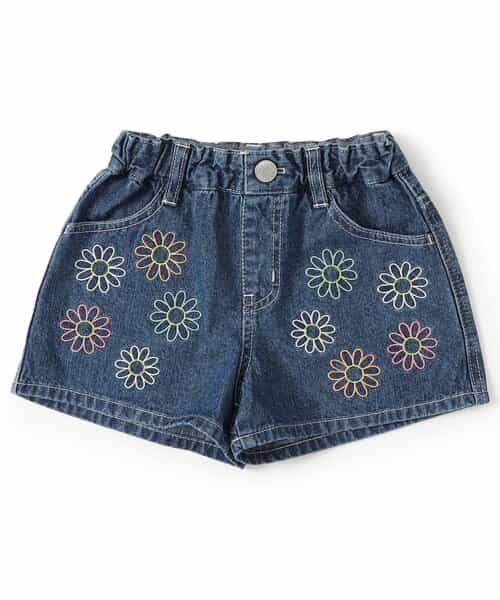 刺繍デニムショートパンツ