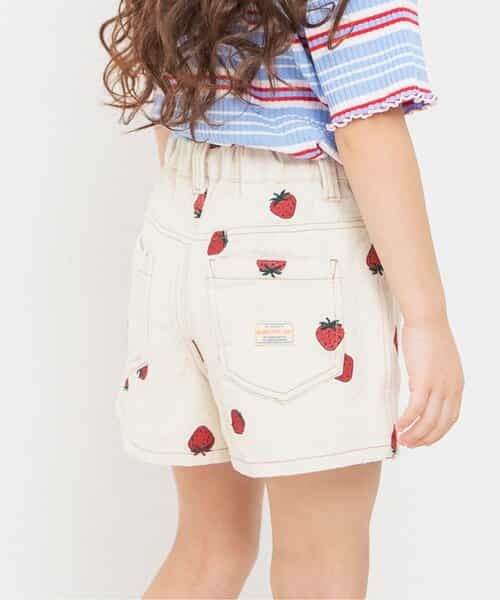 刺繍デニムショートパンツ