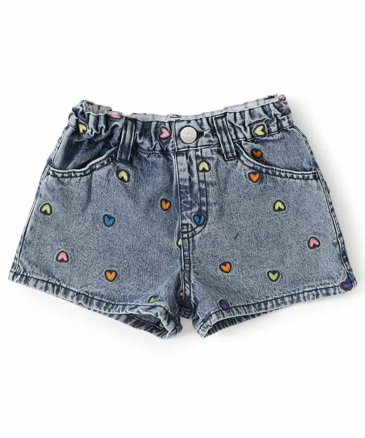 刺繍デニムショートパンツ